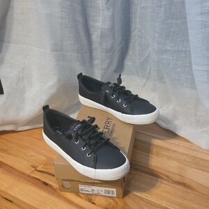 Sperry Women's Black Leather Sneakers